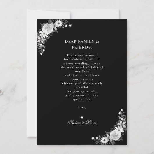 ティルデス米国パーティーブラックゴシックゴシック結婚ズ サンキューカード (裏面)