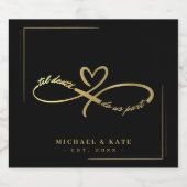 ティルデスDo私たちパーツブラック&金ゴールドインフィニティシンボル スパークリングワインラベル (シングルラベル)