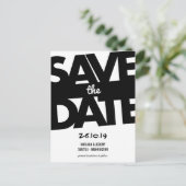 ティルトモダンスタイリッシュタイポグラフィ日付の保存 案内ポストカード (スタンド正面)