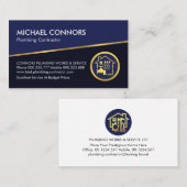 ティルト金ゴールドライン青シェード配管 名刺 (正面/裏面)