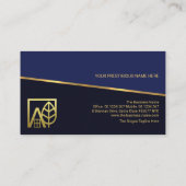 ティルト金ゴールドライン青レイヤ不動産仲介業者実在領域 名刺 (裏面)