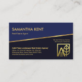 ティルト金ゴールドライン青レイヤ不動産仲介業者実在領域 名刺 (正面)