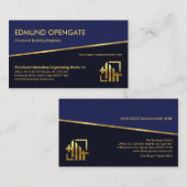 ティルト金ゴールド線の青い画層金ゴールド鉄筋エンジニア 名刺 (正面/裏面)