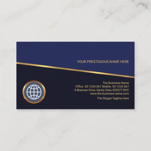 ティルト金ゴールド線の青のシェードグローバル読み込み書き出し 名刺 (裏面)