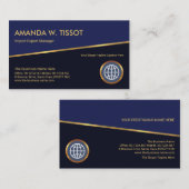 ティルト金ゴールド線の青のシェードグローバル読み込み書き出し 名刺 (正面/裏面)