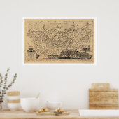 ティレマン・ステラによるパレスチナの地図1600 ポスター (キッチン)