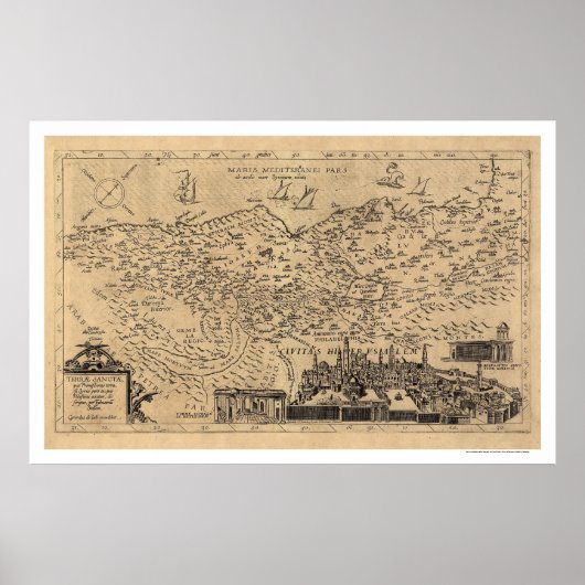 ティレマン・ステラによるパレスチナの地図1600 ポスター (正面)