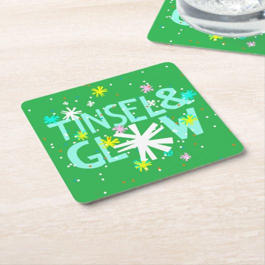 ティンセルとグロー スクエアペーパーコースター (アングル)