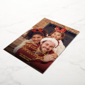 ティンセルを滴らせる季節の挨拶クリスマスの写真 箔シーズンカード (回転した状態)