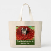 ティンセルトートバッグに入った猫 ラージトートバッグ (裏面)