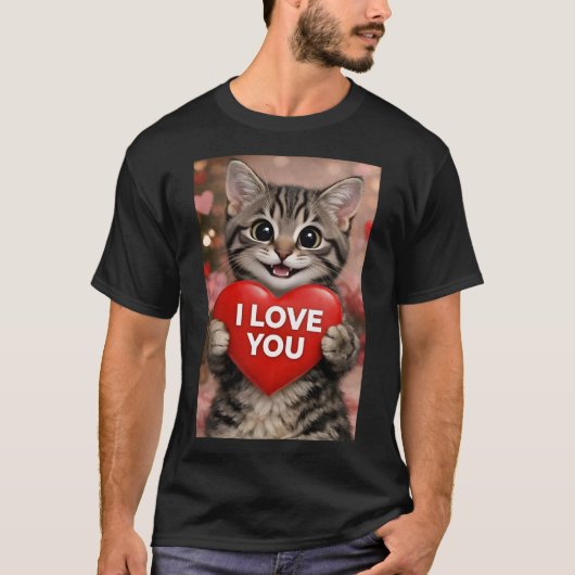ティンセル・ザ・クリスマスキトゥン "I Love You" Tシャツ (正面)