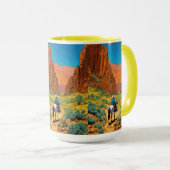 ティンチンスタイルカウボーイ | キャニオン鮮やかシーン マグカップ (正面右)