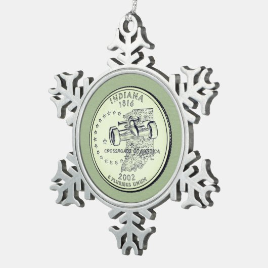 ティンテッドインディアナ州四半期 スノーフレークピューターオーナメント (右)