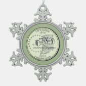 ティンテッドインディアナ州四半期 スノーフレークピューターオーナメント (正面)