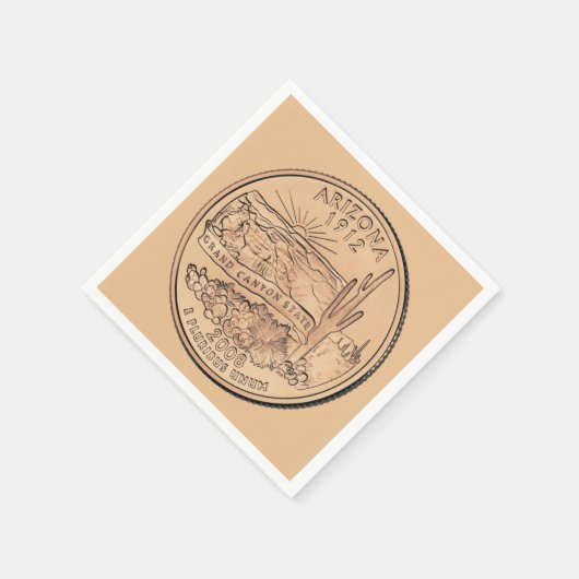 ティントアリゾナ州クォーターデザイン スタンダードカクテルナプキン (角)