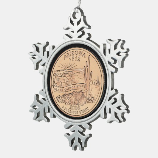 ティントアリゾナ州クォーター スノーフレークピューターオーナメント (右)