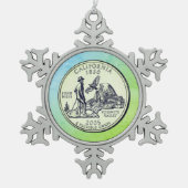 ティントカリフォルニア州クォーター スノーフレークピューターオーナメント (正面)