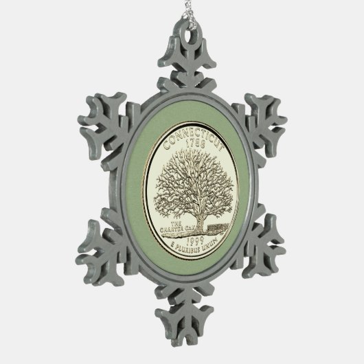 ティントコネチカット州クォーター スノーフレークピューターオーナメント (左)