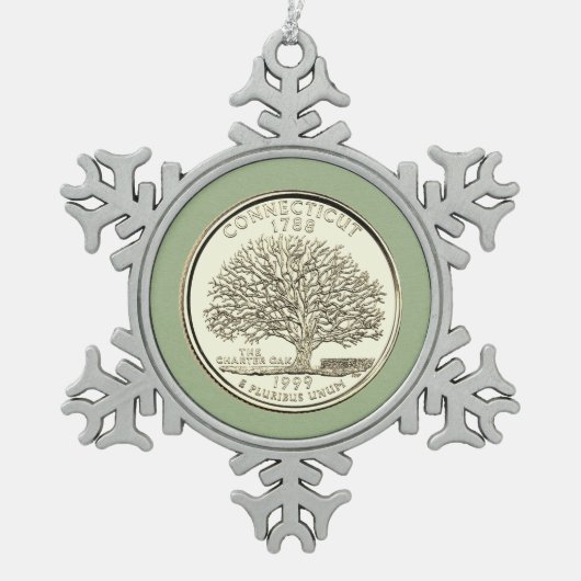 ティントコネチカット州クォーター スノーフレークピューターオーナメント (正面)