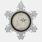 ティントテキサス州州クォーター スノーフレークピューターオーナメント (正面)