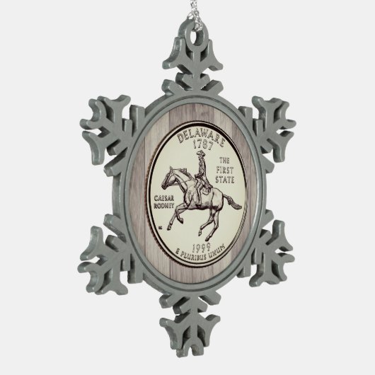 ティントデラウェア州クォーター スノーフレークピューターオーナメント (左)