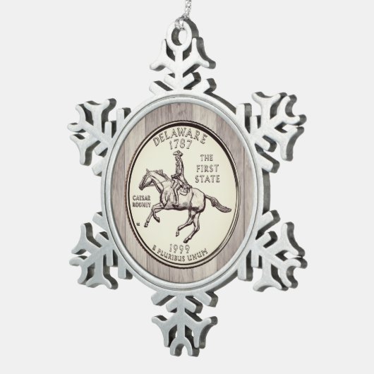 ティントデラウェア州クォーター スノーフレークピューターオーナメント (右)