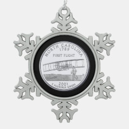 ティントノースカロライナ州クォーター スノーフレークピューターオーナメント