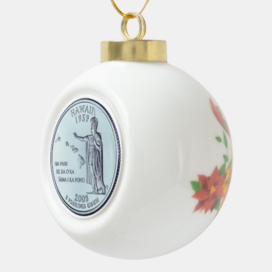 ティントハワイ州クォーターデザイン セラミックボールオーナメント (右)