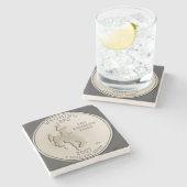 ティントワイオミング州クォーターデザイン ストーンコースター (横)