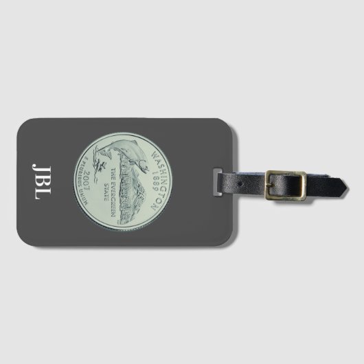 ティントワシントン州クォーターデザインモノグラム ラゲッジタグ (正面横)