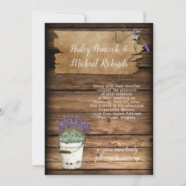 ティンバケッ素朴トラベンダーオールドサインバーンウッド 招待状