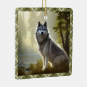 ティンバーウルフワイルドライフポートレート パーソナライズされた セラミックオーナメント (右)