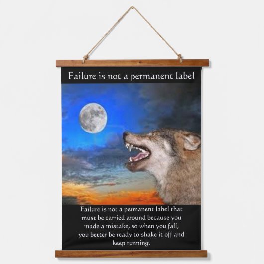 ティンバーウルフ月を見て失敗引用文 吊り下げ型タペストリー (正面)