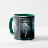 ティンバーウルフ&ハゲ・イーグル・ワイルドライフアート マグカップ (正面左)