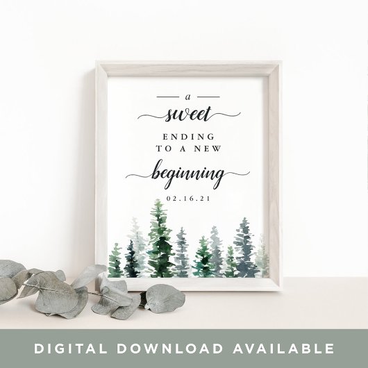 ティンバーグローブ結婚のデザートテーブルの看板 ポスター