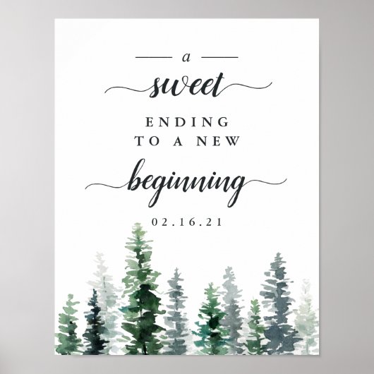 ティンバーグローブ結婚のデザートテーブルの看板 ポスター (正面)