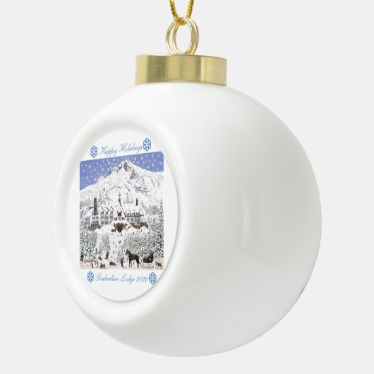 ティンバーラインロッジクリスマス装飾スノーフレーク セラミックボールオーナメント (右)