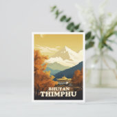 ティンプブータンアートヴィンテージトラベルイラストレーション ポストカード (スタンド正面)