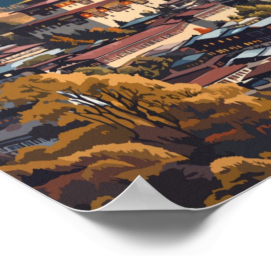 ティンプブータンイラストレーショントラベルアートヴィンテージ ポスター (角)