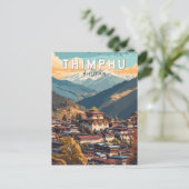 ティンプブータンイラストレーショントラベルアートヴィンテージ ポストカード (スタンド正面)