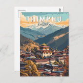 ティンプブータンイラストレーショントラベルアートヴィンテージ ポストカード (正面/裏面)