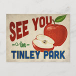 ティンリーパークイリノイApple - Vintage Travel ポストカード<br><div class="desc">美し魅力的い赤いリンゴを搭載したTinley Park Illinoisヴィンテージ旅行はがき、おもしろいレトロスタイル文字は、「Tinley Parkでお会いしよう」と言う</div>