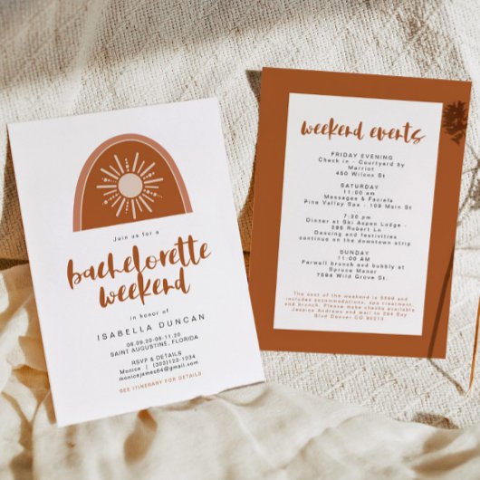 ティンリー ボーホー テラコッタ レインボー サン バチェロレッテ 招待状