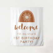 ティンリー ボーホー テラコッタ レインボー 誕生日 ウェルカム タペストリー (正面)