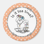 ティーおもしろいパーティービコンフリースドッグパピーかわいい マグネット (正面)