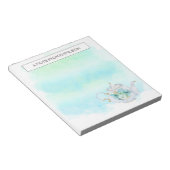 ティーかわいらしポットミントグリーン金ゴールド花メモ帳 ノートパッド (アングル)