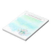 ティーかわいらしポットミントグリーン金ゴールド花メモ帳 ノートパッド (回転)