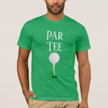 ティーのゴルフ・ボールが付いているティーのTシャツをパーでとって下さい