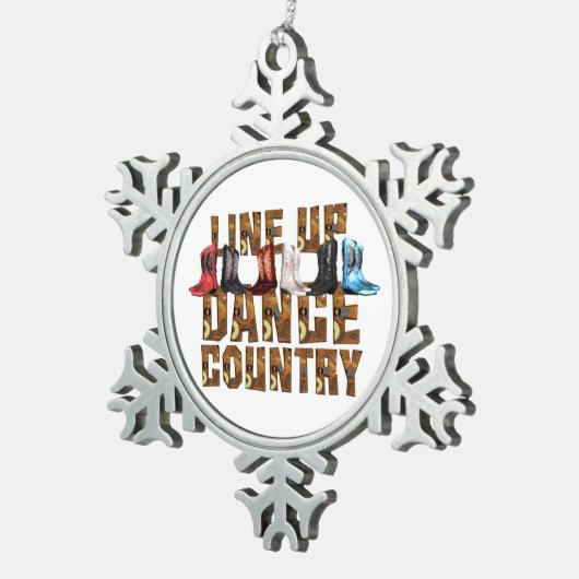 ティーのラインダンスの国 スノーフレークピューターオーナメント (右)