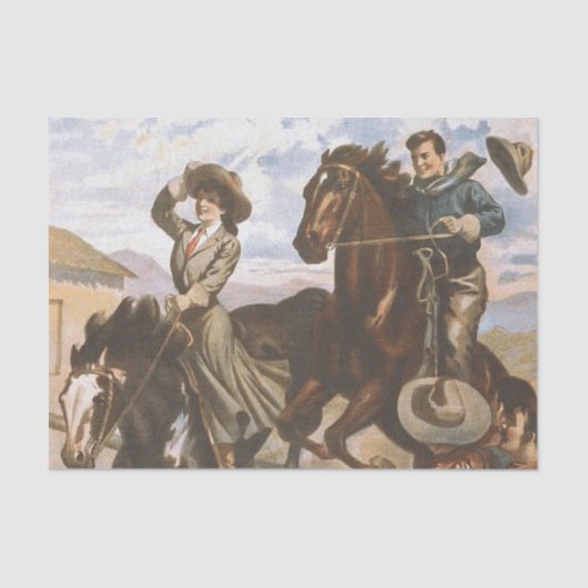 ティーの女性のカーボーイの古い学校 薄葉紙 (正面)